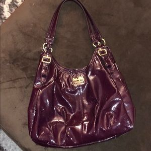 Dark plum purple patent leather authentic coach